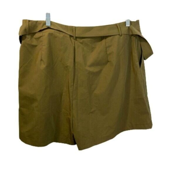 boohoo Women's Khaki Plus‎ Woven Self Fabric Belted Tailored Short - Picture 5 of 8